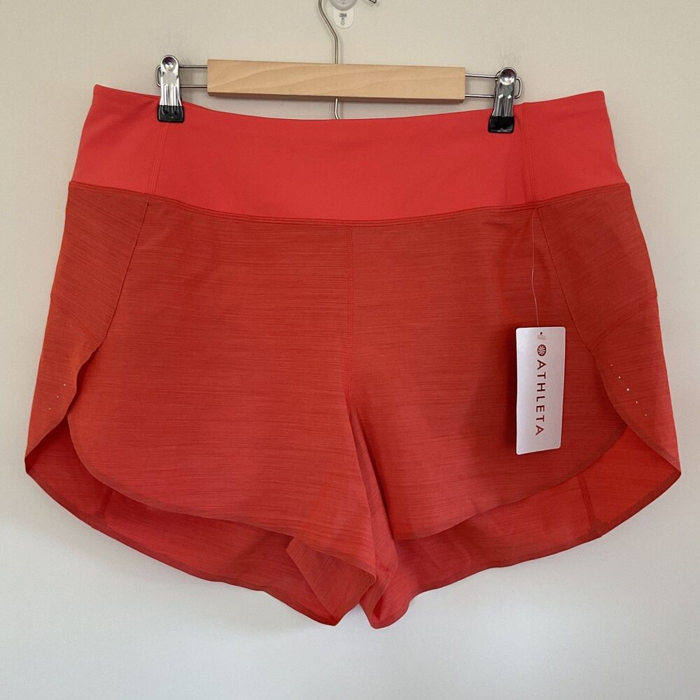NWT Athleta Run With It Textured Mid Rise 3.5” Running Shorts, Salmon, Sz 1X